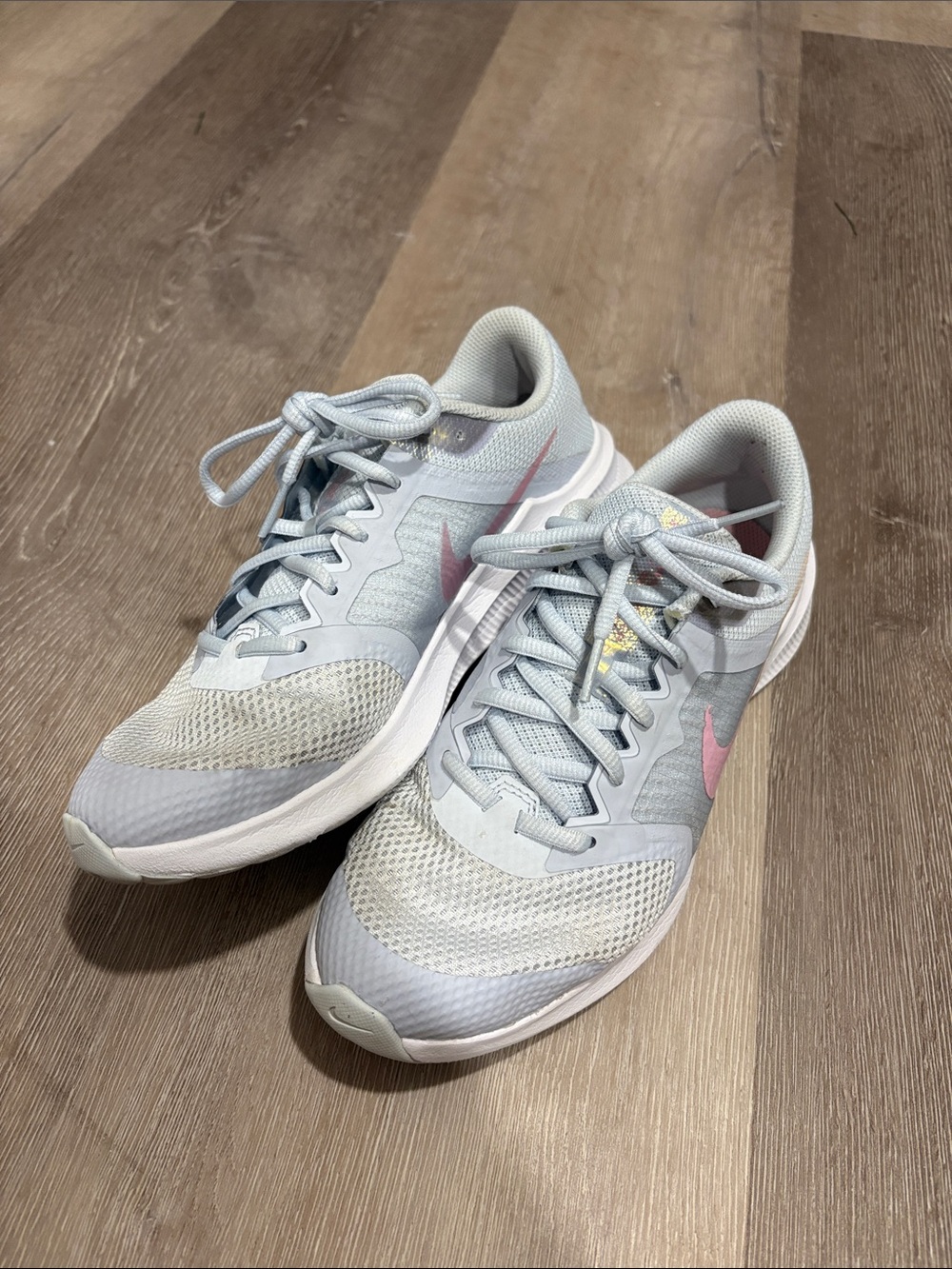Nike Youth Lightweight Athletic Sneakers - Light Blue with Pink Accents